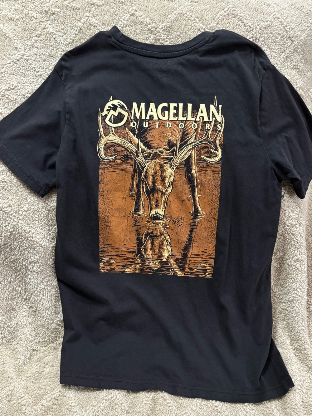 Magellan Outdoors Black Short-Sleeve Tee with Amber Deer Graphic